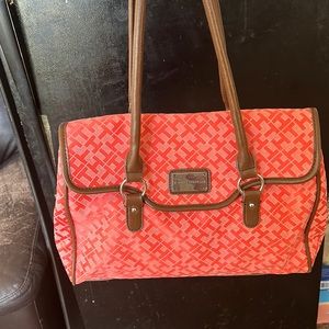 Pink orange color Tommy hillfigur purse